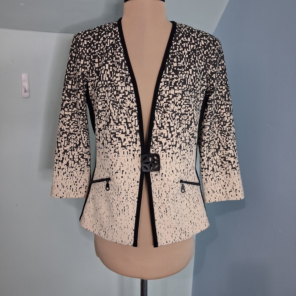 Joseph Ribkoff Abstract Geometric Print Blazer Black Cream Size 8 Canada
